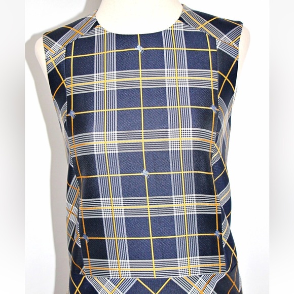 Burberry Alana Embroidered Equestrian Knight Logo Navy Plaid Mini Dress US 8 - Picture 10 of 16